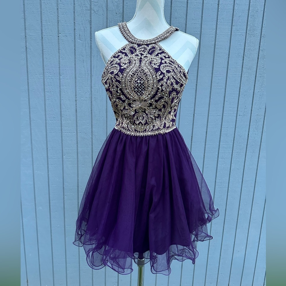 Blondie Nights Purple Dress with Gold